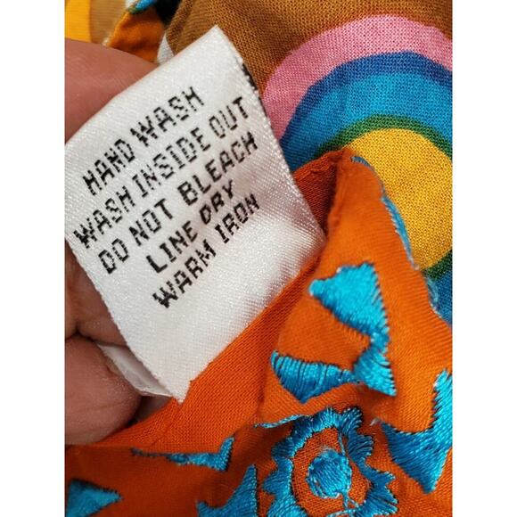 Sabby Anand Women's Orange Cotton Round Neck Sleeveless Knee Length Dress S - Picture 10 of 10